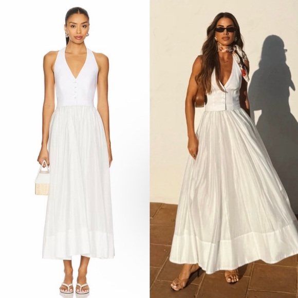 Camila Coelho Elegant White Halter Maxi Dress - Picture 1 of 7